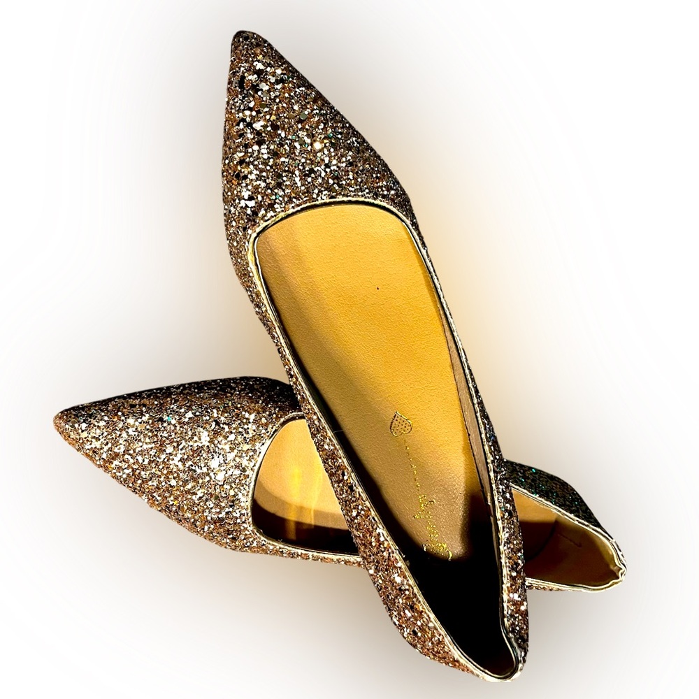 Size 37 sparkling gold flats
